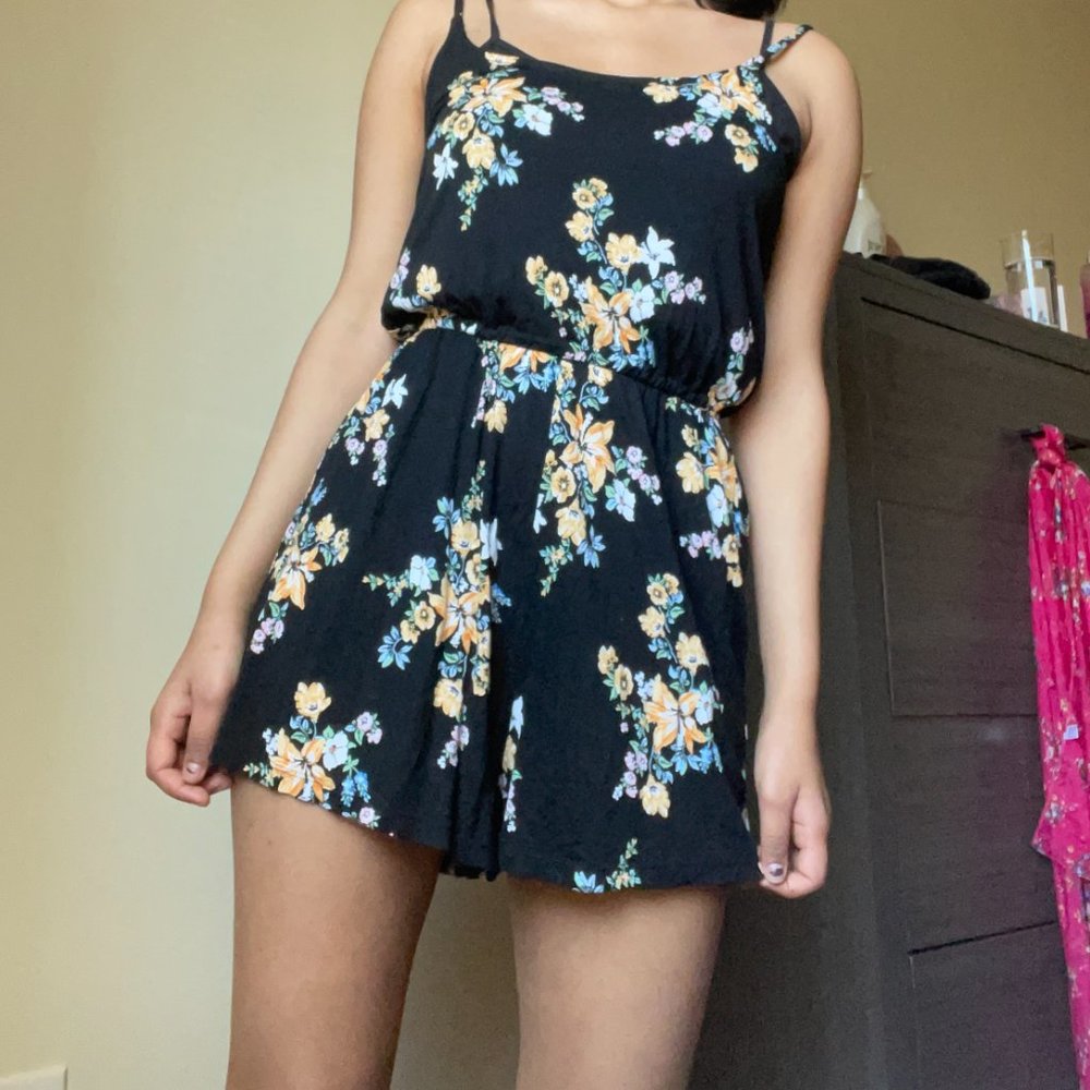 H&M Divided Black Floral Romper